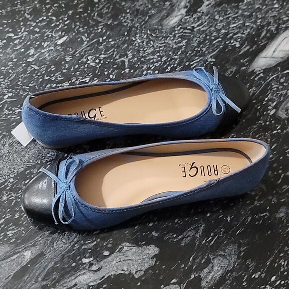 BRAND NEW ROUGE HELUIM DENIM BALLET BOWNOT FLAT SHOE G1 - Picture 6 of 13
